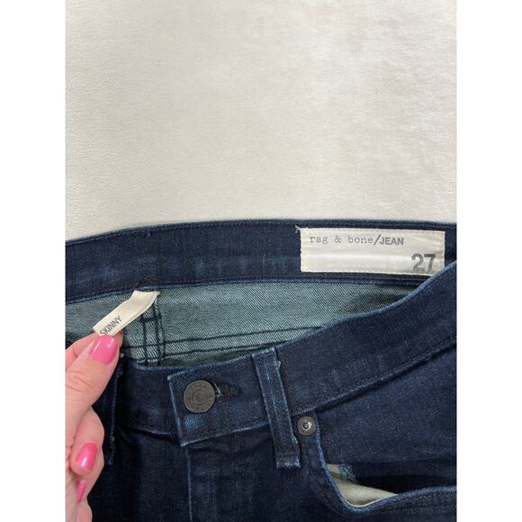 Rag & Bone Skinny Leg Jeans Dark Olive Harrow Blue Women's 27 Capsule Easy Chic - Picture 5 of 8